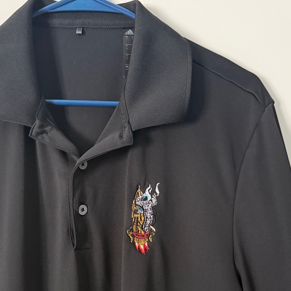 adidas Black Polo Shirt with Embroidered Detail